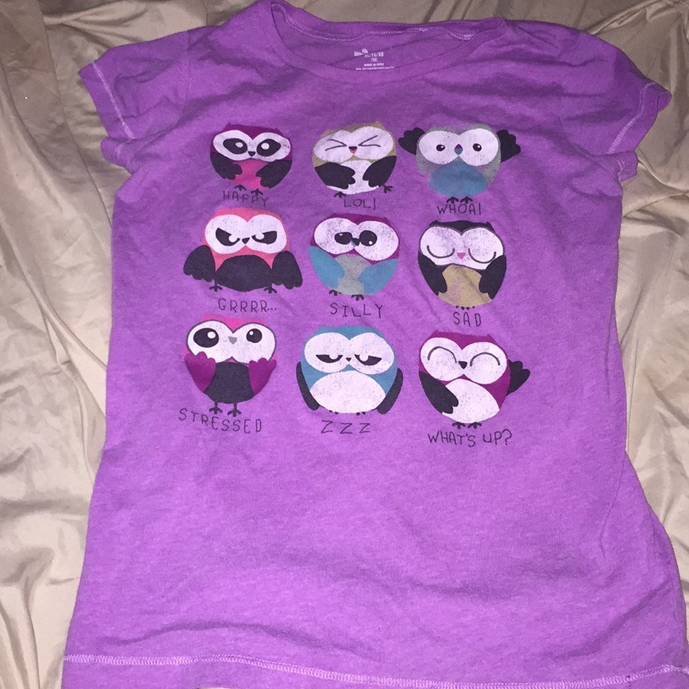 Cute owl mood tee shirt